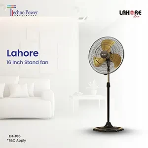 Lahore Brand 18 Inch Remote Stand Fan Black Gold LH-105
