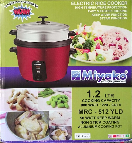 Miyako 1.2 LTR Double Pot Rice Cooker MRC-512YLD
