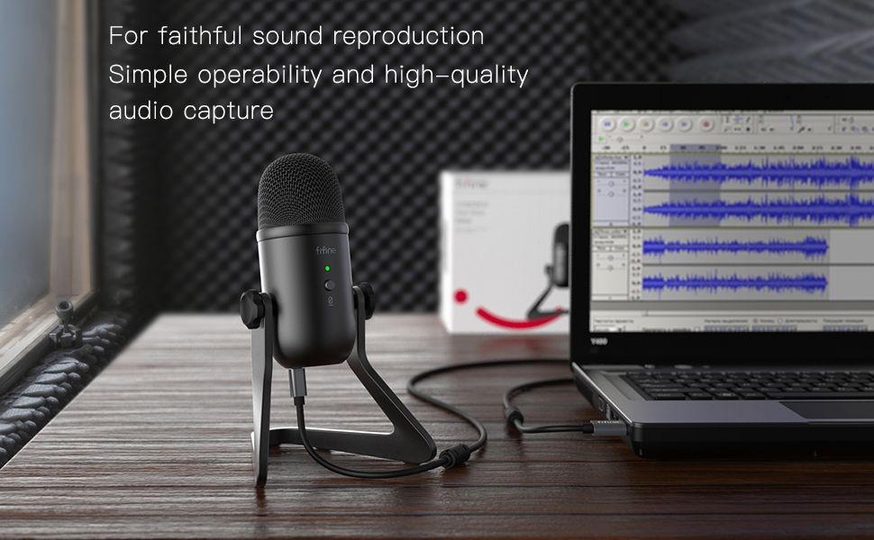FIFINE K678 USB Microphone For Recording Streaming On PC And Mac, Gaming Mic With Headphone Output & Volume Control, Mic Gain Control, Mute Button For Vocal, YouTube