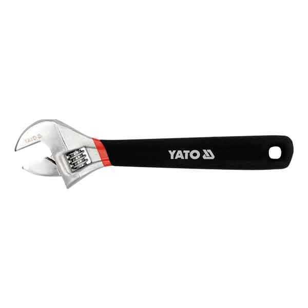 8 inch Yato Brand YT-21651 Adjustable Wrench Black Color Rubber Grip Handle 
