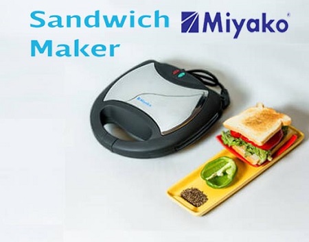 Miyako LW 82 Sandwich Maker 750 Watt - Silver and Black