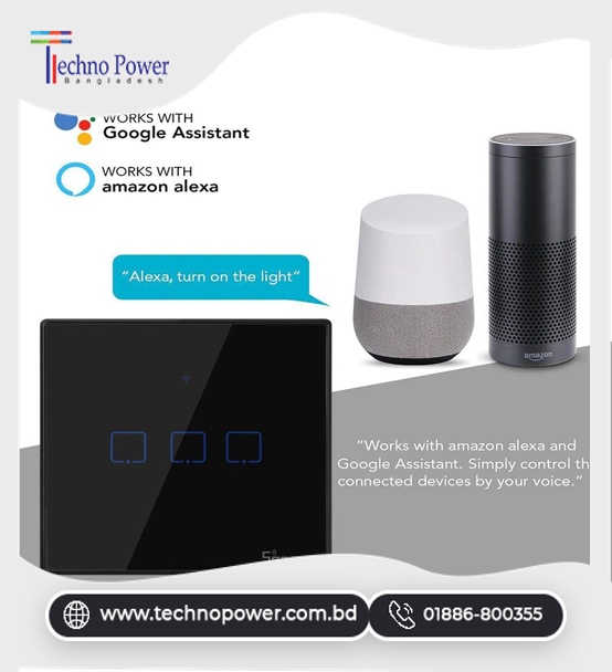 SONOFF WiFi Smart Wall Touch Switch T3 UK 3 Gang- Compatible With Alexa, Google Assistant