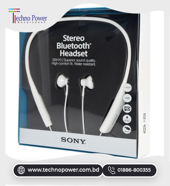 Sony SBH70 Stereo Bluetooth Water-Resistant Headset Multipoint, NFC