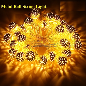 Golden Metal Ball Fairy Light, Metal Ball String Light - Fairy lights 20pcs string lights Party Wedding Decoration