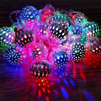 Multicolor Moroccan Metal Ball Fairy Light, Fairy lights 20pcs string lights Party Wedding Decoration