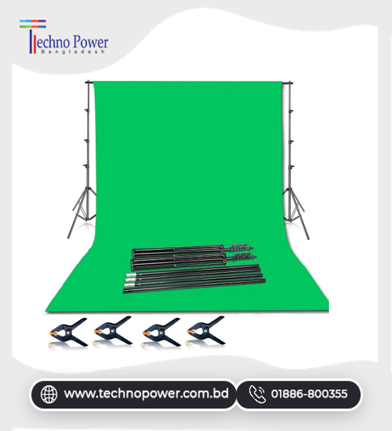Green Screen Backdrop + Stand Kit + Clamp Chromakey Backdrop Full Setup (Cotton Fabric)
