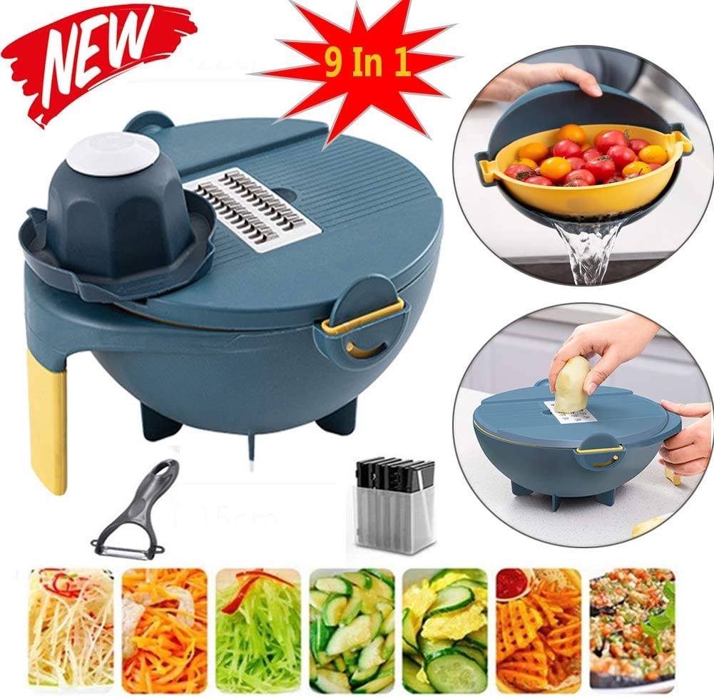 Multi functional Vegetable Cutter with Drain Basket 9 In One