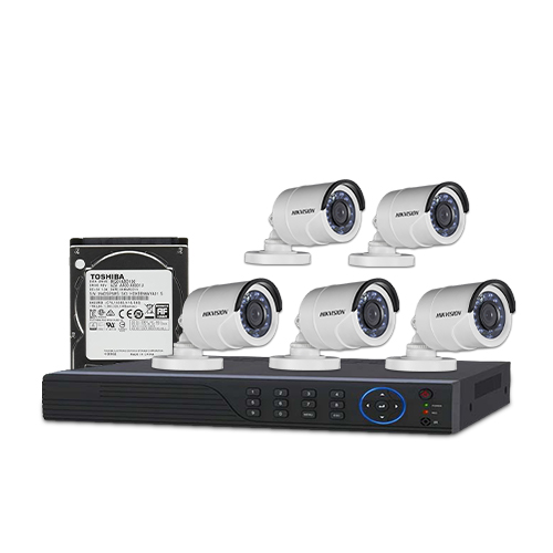 HIKVISION 5 unit 720P night vision security cc camera Package